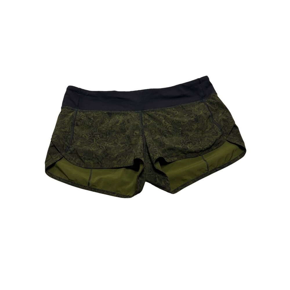 Lululemon Speed Athletic Short Green Black Pattern-sz 10